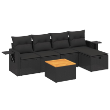 vidaXL 6 részes fekete polyrattan kerti ülőgarnitúra párnákkal (3264940) kerti bútor