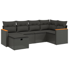 vidaXL 6 részes fekete polyrattan kerti ülőgarnitúra párnákkal (3265297) kerti bútor