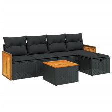 vidaXL 6 részes fekete polyrattan kerti ülőgarnitúra párnákkal (3265724) kerti bútor