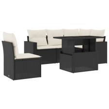vidaXL 6 részes fekete polyrattan kerti ülőgarnitúra párnákkal (3267276) kerti bútor