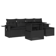 vidaXL 6 részes fekete polyrattan kerti ülőgarnitúra párnákkal (3267865) kerti bútor