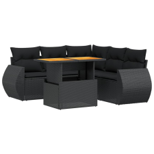 vidaXL 6 részes fekete polyrattan kerti ülőgarnitúra párnákkal (3272189) kerti bútor