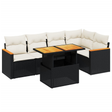 vidaXL 6 részes fekete polyrattan kerti ülőgarnitúra párnákkal (3273065) kerti bútor