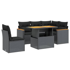 vidaXL 6 részes fekete polyrattan kerti ülőgarnitúra párnákkal (3273078) kerti bútor