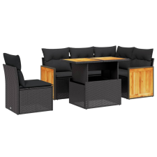 vidaXL 6 részes fekete polyrattan kerti ülőgarnitúra párnákkal (3273960) kerti bútor