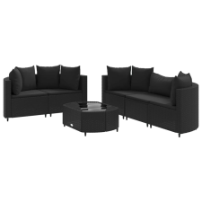 vidaXL 6 részes fekete polyrattan kerti ülőgarnitúra párnákkal (3308419) kerti bútor