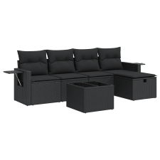vidaXL 6 részes fekete polyrattan kerti ülőgarnitúra párnákkal (3325471) kerti bútor