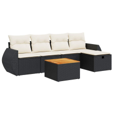 vidaXL 6 részes fekete polyrattan kerti ülőgarnitúra párnákkal (3325836) kerti bútor