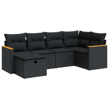 vidaXL 6 részes fekete polyrattan kerti ülőgarnitúra párnákkal (3325912) kerti bútor