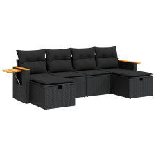 vidaXL 6 részes fekete polyrattan kerti ülőgarnitúra párnákkal (3325996) kerti bútor