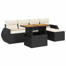 vidaXL 6 részes fekete polyrattan kerti ülőgarnitúra párnákkal (3327248) kerti bútor