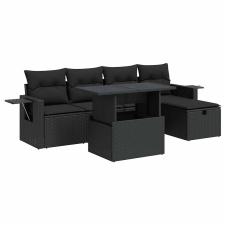 vidaXL 6 részes fekete polyrattan kerti ülőgarnitúra párnákkal (3327845) kerti bútor
