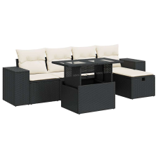 vidaXL 6 részes fekete polyrattan kerti ülőgarnitúra párnákkal (3327926) kerti bútor