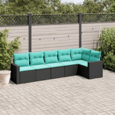 vidaXL 6 részes fekete polyrattan kerti ülőgarnitúra párnával kerti bútor