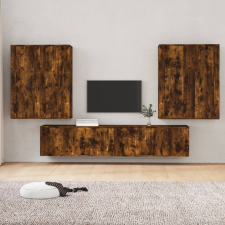 vidaXL 6 részes füstös tölgy színű szerelt fa TV-szekrényszett bútor