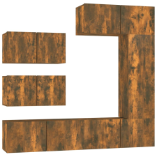 vidaXL 6 részes füstös tölgy színű szerelt fa TV-szekrényszett (3114555) bútor