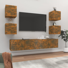 vidaXL 6 részes füstös tölgyszínű szerelt fa TV-szekrényszett bútor