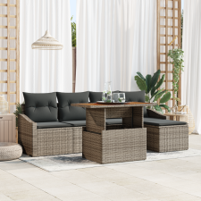 vidaXL 6 Részes Kerti Kanapészett Párnákkal Szürke Poly Rattan kerti bútor