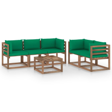 vidaXL 6 részes kerti ülőgarnitúra zöld párnákkal kerti bútor
