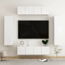vidaXL 6 részes magasfényű fehér forgácslap TV-szekrényszett bútor