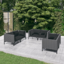 vidaXL 6 részes sötétszürke polyrattan kerti bútorszett párnákkal kerti bútor