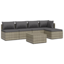 vidaXL 6 részes szürke polyrattan kerti bútorszett párnákkal (3157315) kerti bútor
