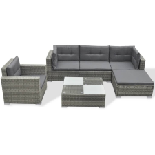 vidaXL 6-részes szürke polyrattan kerti bútorszett párnákkal (41879) kerti bútor