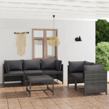vidaXL 6 részes szürke polyrattan kerti ülőgarnitúra párnákkal kerti bútor