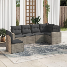 vidaXL 6 részes szürke polyrattan kerti ülőgarnitúra párnákkal kerti bútor