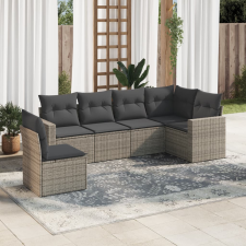 vidaXL 6 részes szürke polyrattan kerti ülőgarnitúra párnákkal kerti bútor