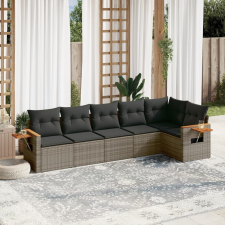 vidaXL 6 részes szürke polyrattan kerti ülőgarnitúra párnákkal kerti bútor