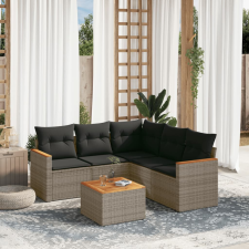 vidaXL 6 részes szürke polyrattan kerti ülőgarnitúra párnákkal kerti bútor