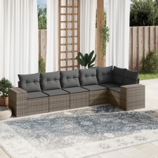 vidaXL 6 részes szürke polyrattan kerti ülőgarnitúra párnákkal kerti bútor