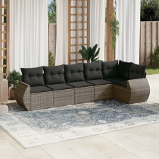 vidaXL 6 részes szürke polyrattan kerti ülőgarnitúra párnákkal kerti bútor