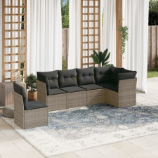 vidaXL 6 részes szürke polyrattan kerti ülőgarnitúra párnákkal kerti bútor