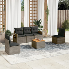vidaXL 6 részes szürke polyrattan kerti ülőgarnitúra párnákkal kerti bútor