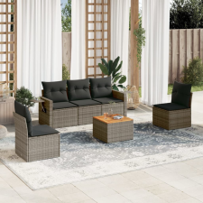 vidaXL 6 részes szürke polyrattan kerti ülőgarnitúra párnákkal kerti bútor