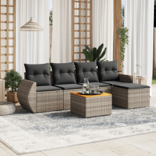 vidaXL 6 részes szürke polyrattan kerti ülőgarnitúra párnákkal kerti bútor