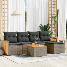 vidaXL 6 részes szürke polyrattan kerti ülőgarnitúra párnákkal kerti bútor