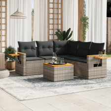 vidaXL 6 részes szürke polyrattan kerti ülőgarnitúra párnákkal kerti bútor