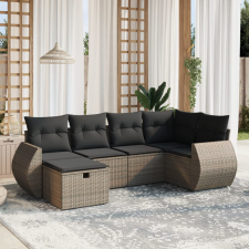 vidaXL 6 részes szürke polyrattan kerti ülőgarnitúra párnákkal kerti bútor