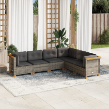 vidaXL 6 részes szürke polyrattan kerti ülőgarnitúra párnákkal kerti bútor