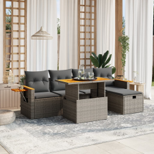 vidaXL 6 részes szürke polyrattan kerti ülőgarnitúra párnákkal kerti bútor