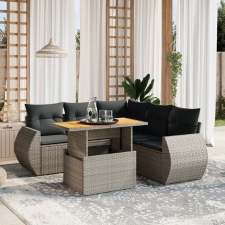 vidaXL 6 részes szürke polyrattan kerti ülőgarnitúra párnákkal kerti bútor