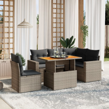 vidaXL 6 részes szürke polyrattan kerti ülőgarnitúra párnákkal kerti bútor