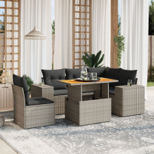 vidaXL 6 részes szürke polyrattan kerti ülőgarnitúra párnákkal kerti bútor