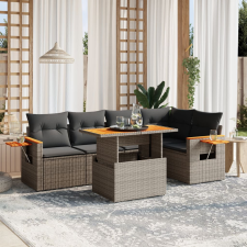vidaXL 6 részes szürke polyrattan kerti ülőgarnitúra párnákkal kerti bútor