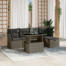 vidaXL 6 részes szürke polyrattan kerti ülőgarnitúra párnákkal kerti bútor
