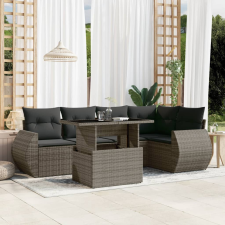 vidaXL 6 részes szürke polyrattan kerti ülőgarnitúra párnákkal kerti bútor