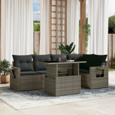 vidaXL 6 részes szürke polyrattan kerti ülőgarnitúra párnákkal kerti bútor